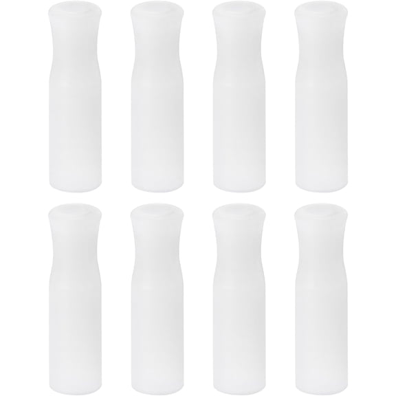8pcs Silicone Straw Tips, Metal Straw Covers, Soft Reusable Straws Tips Fit for 1/3 Inch(8mm) OD Stainless Steel Straws, White
