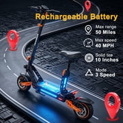Electric Scooter,1600W Peak Motor,40 MPH Top Speed & 50 Miles Range,Dual Shocks,10 Off Road FoldableTire E-Scooter,for Adult Teens