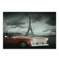 thumbnail image 1 of Paris Cutting Board, Vintage Car Tour Eiffel in Cold Cloudy Day Romantic Theme Retro Style Art, Decorative Tempered Glass Cutting and Serving Board, Small Size, Grey Red, by Ambesonne, 1 of 1