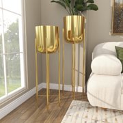 CosmoLiving by Cosmopolitan 39, 46H Tall Dome Gold Metal Planter with Removable Stand (2 Count)