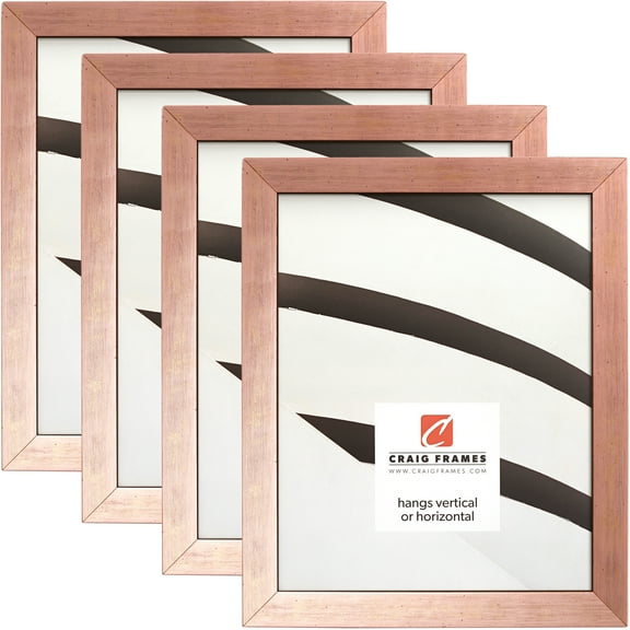 Craig Frames Milano, 8x12 inch Picture Frame, Rose Gold, Set of 4