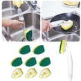 thumbnail image 1 of Dish Brush,Brush Head Dishwashing 9 Cleaning For Kitchen Replacement Sponge Stick Kitchen,White, 1 of 5