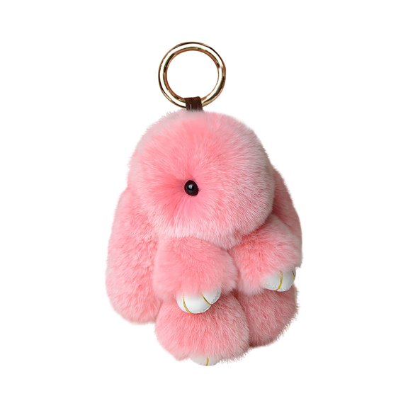 Bunny Keychain Keychain with Tin, Handmade Soft Bunny PomPom Charms for Easter Birthday Gift