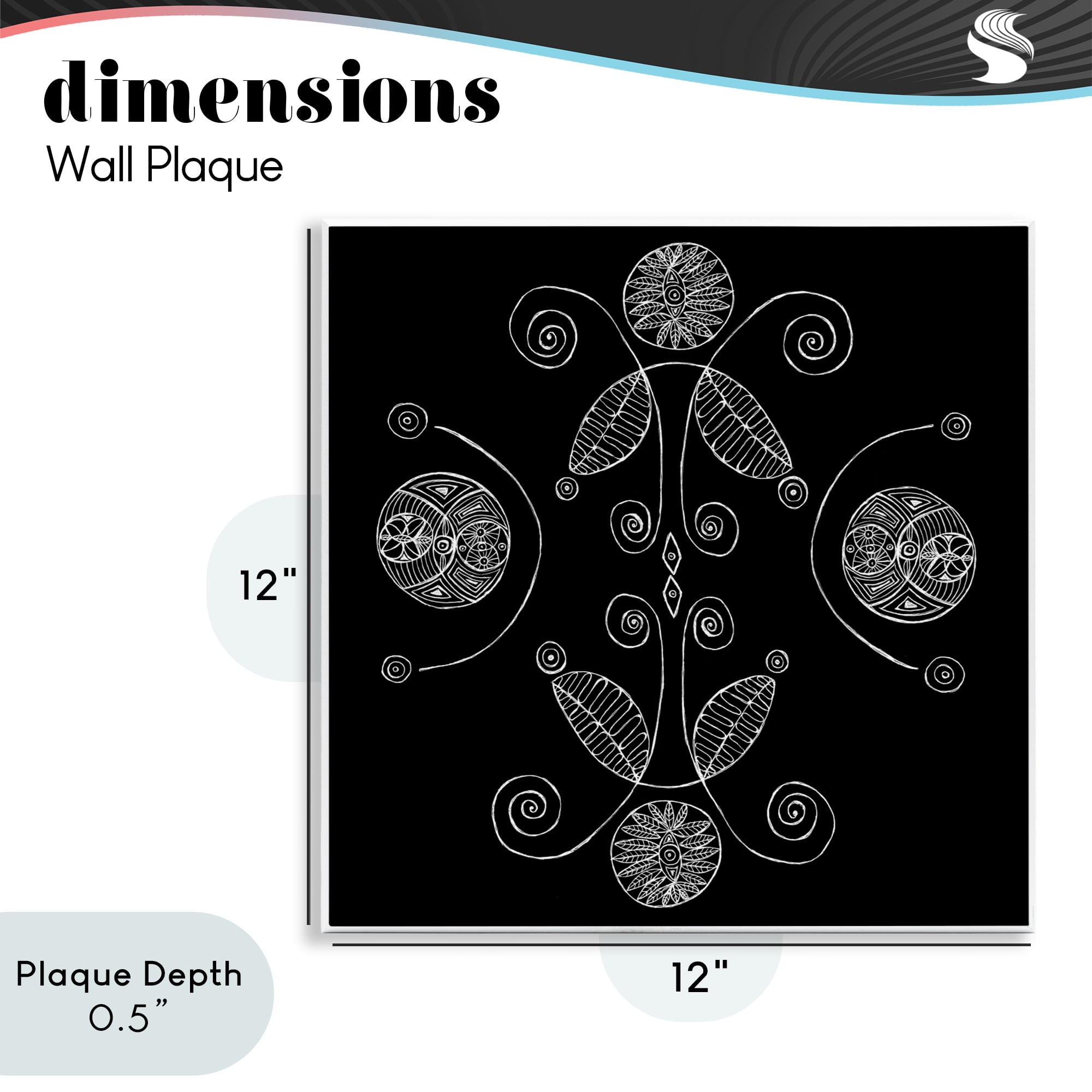 Stupell Industries Curved Fractals & Leaves Wall Plaque Art, design by El Perkin
