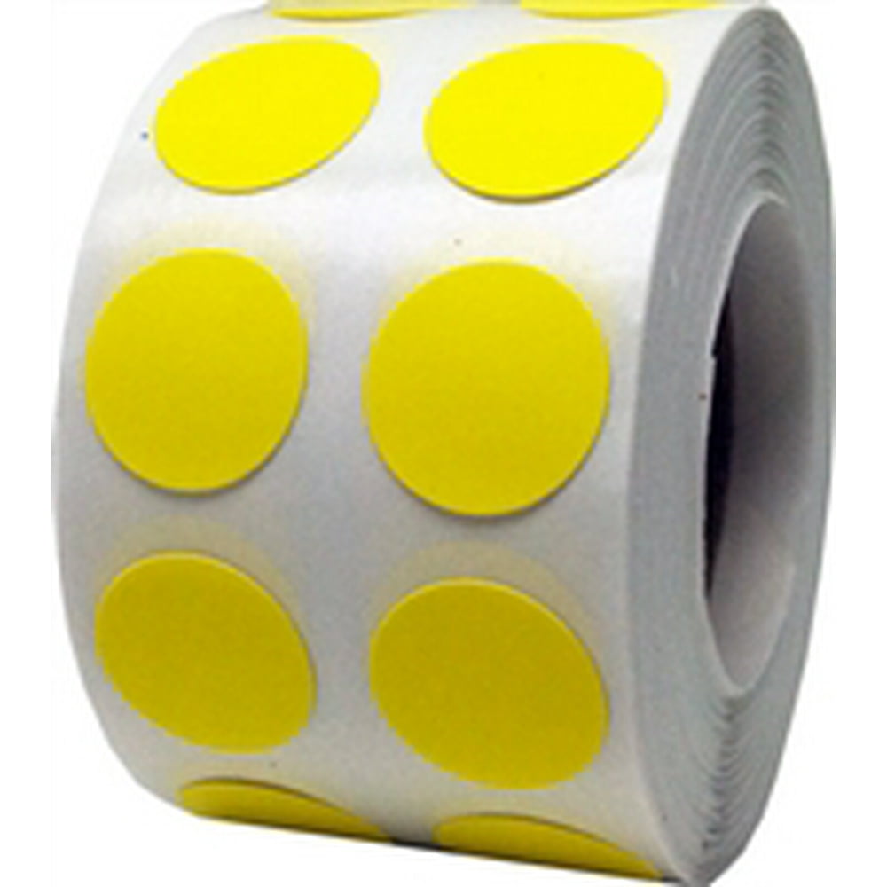 Hot Yellow Circle Dot Stickers 0.5" Inch Round 1000 Pack Walmart