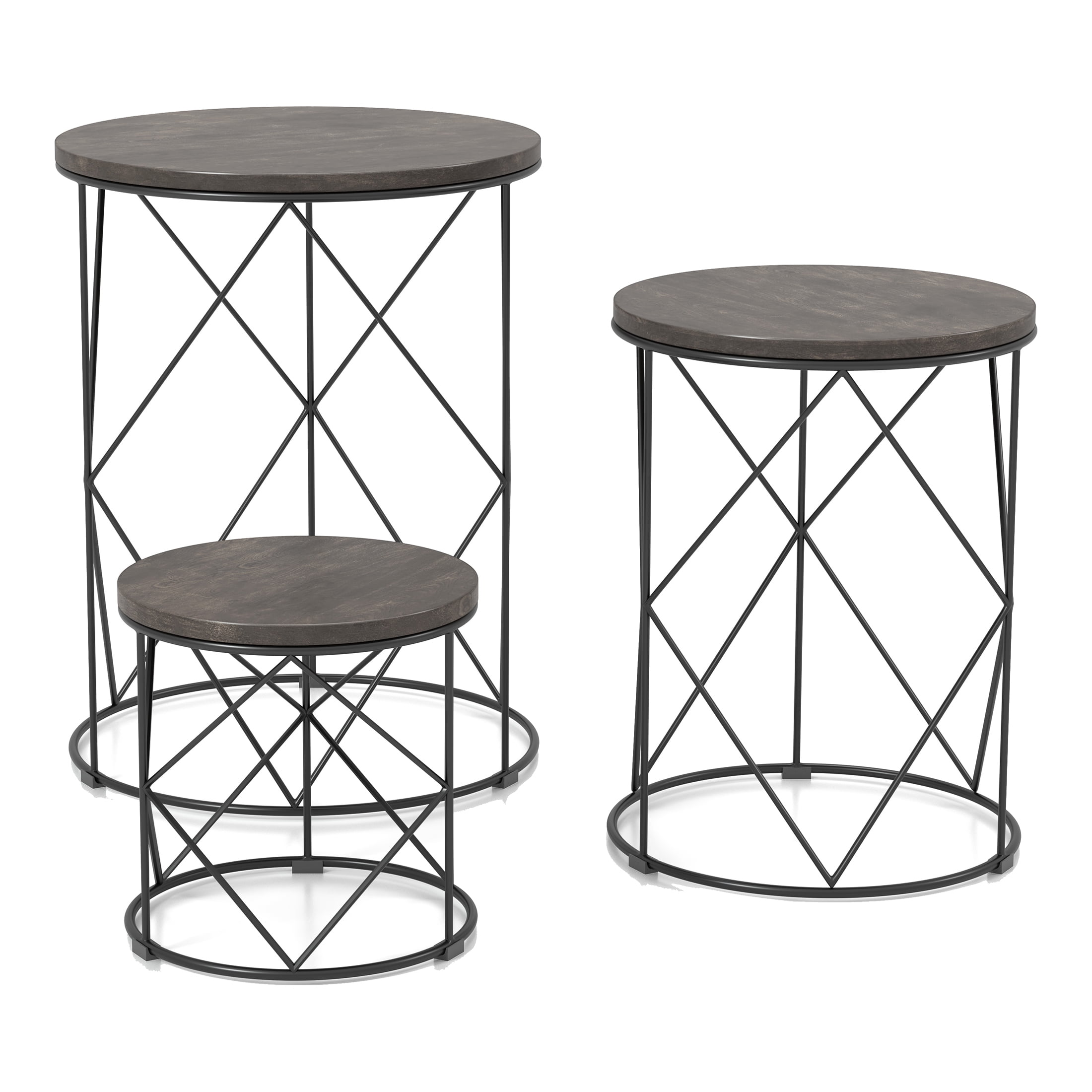 Furniture of America Melmar 3-Piece Nesting Tables, Walnut