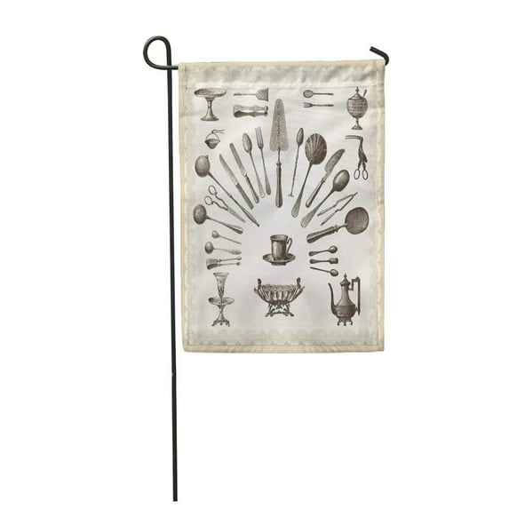 SIDONKU Silverware Vintage Engraved La Mode IllustrÃe by Firmin Didot Et Garden Flag Decorative Flag House Banner 12x18 inch