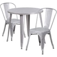 thumbnail image 2 of Bowery Hill 3 Piece 30" Round Metal Patio Dining Set in Silver, 2 of 4