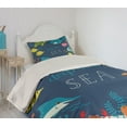 thumbnail image 2 of Ambesonne Underwater Quilted Coverlet 2 Pcs, Algaes Coral Reefs, Twin Size, Multicolor, 2 of 5