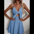 thumbnail image 4 of Vestido de Algodón con Tirantes para Mujer, Falda Corta Informal de Moda Azul M, 4 of 10