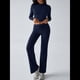 thumbnail image 5 of Conjuntos de 2 Piezas para Mujer, Larga, Cuello Redondo, Pantalones Acampanados de Cintura Alta, Conjuntos de Chándal, Ropa de Calle. Azul Marino XL, 5 of 10