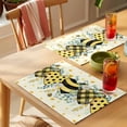 thumbnail image 4 of Bees Loves Placemats Set&nbsp;of 1 Vintage Country Yellow Bee Plaid Dot Love Floral Yellow Heat Insulation Washable Place Mats, Non-Slip Table Mats for Dining Table Party Kitchen Decor,13x19 Inch, 4 of 9