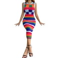 thumbnail image 3 of TRKIYQC Vestido de Punto para Mujer, Contraste de Color Cuello Redondo Sin Mangas Ajustado de una Pieza para el Verano, S/M/L TRKIYQC moda, 3 of 9