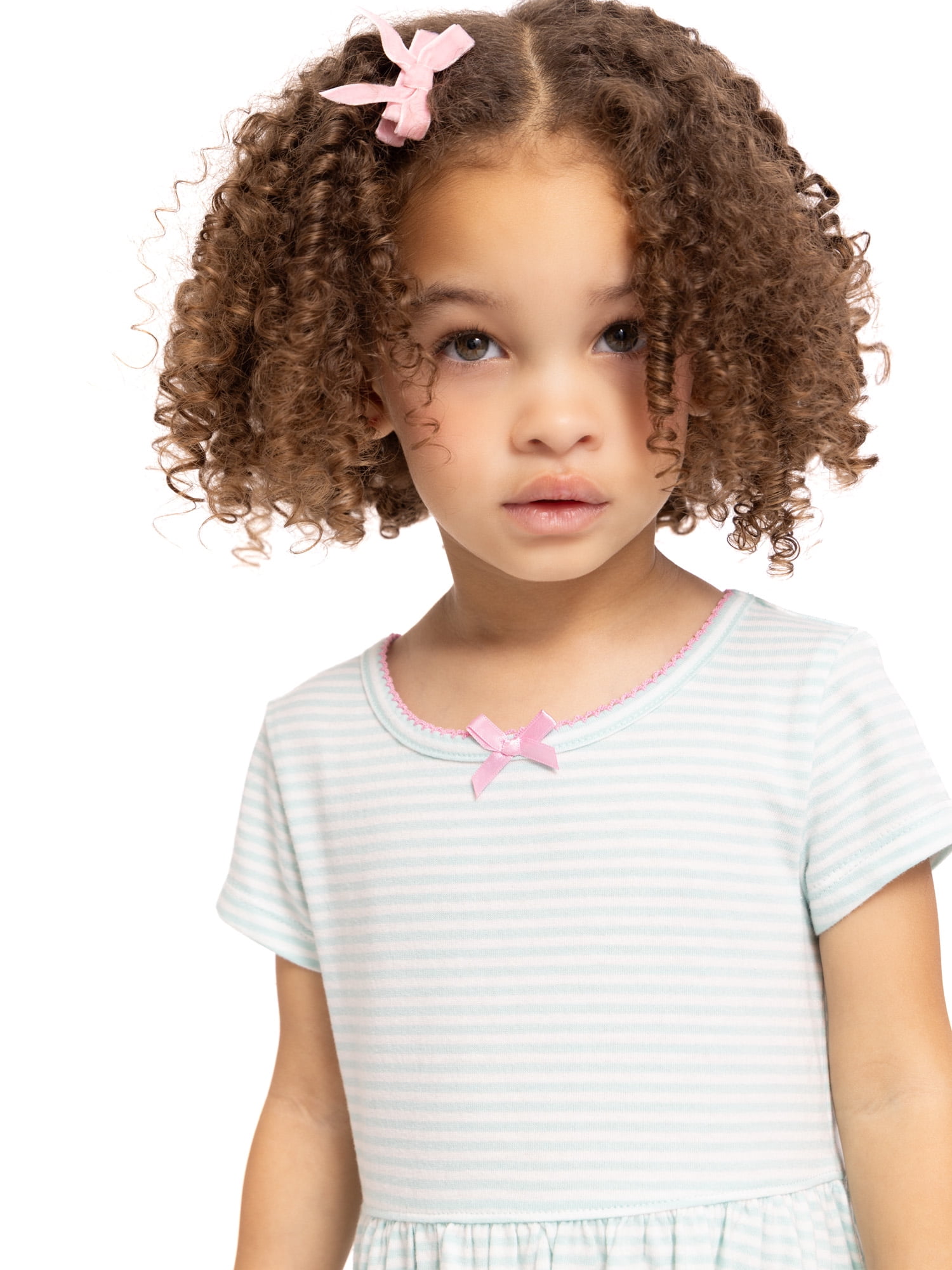 Care Bears Toddler Girl Short Sleeve Striped Dress with Graphic Pockets, Sizes 12M-5T