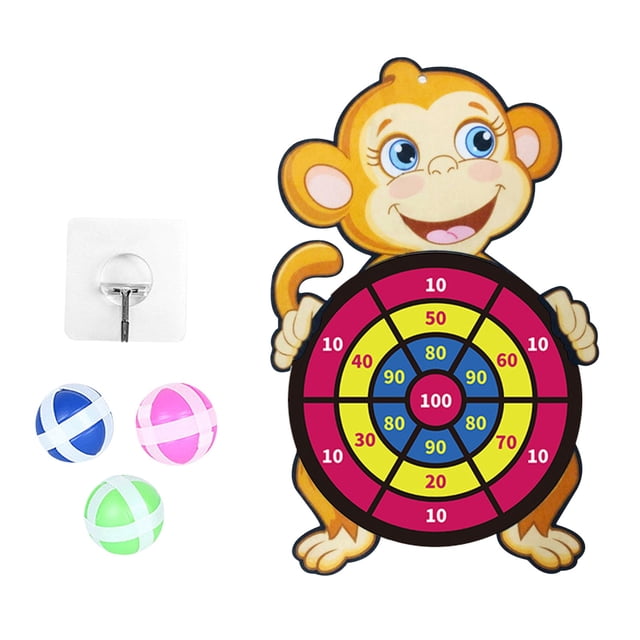 B Monkey Pattern Velcro Dart Board For Kids Sticky Ball Indoor Outdoor Throwing Game Toy