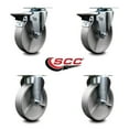 thumbnail image 2 of 5 Inch Semi Steel Wheel Swivel Top Plate Caster Set with 2 Posi Brakes 2 Rigid, 2 of 2
