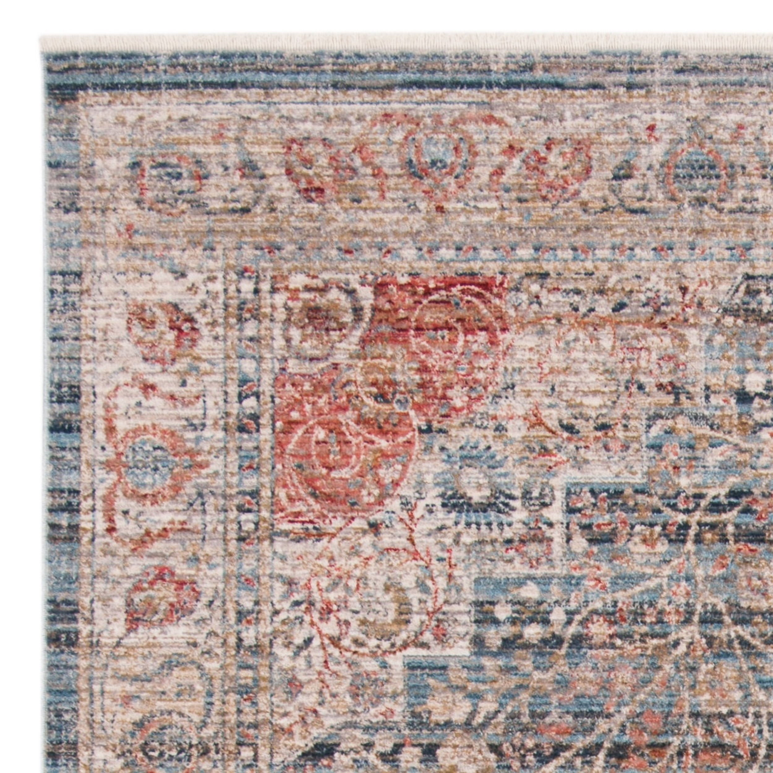 SAFAVIEH Isabella Kuzman Floral Bordered Area Rug, Light Blue/Cream, 5'3" x 7'6"