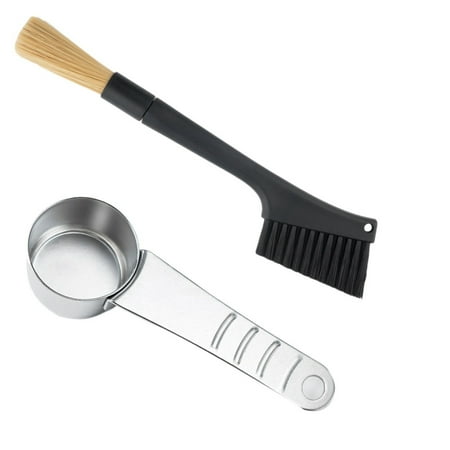 

Removable Double Head Coffee Brush Espresso Coffee Grinder Machine Cleaning Brush Dusting Tool with Spoon