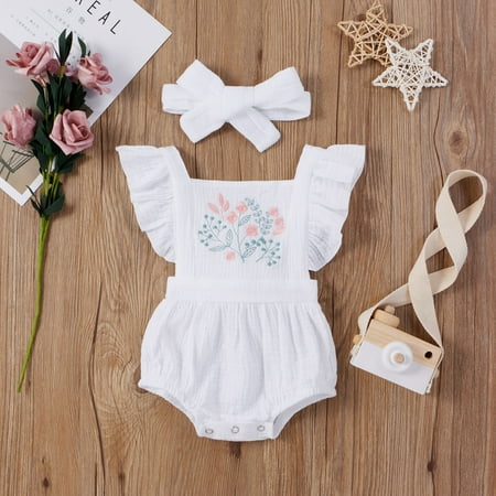 

Girls Winter Clothes Summer Embroidery Flower Cotton Baby Jumpsuit Romper Girl Sleeveless Casual Girls Outfits&Set For Every Holiday