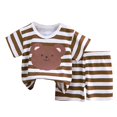 thumbnail image 3 of Ahuyic Summer Toddler Kids Clothing Set,Shirt and Short Pants Set Boys Girls Printed Round Neck 2 Piece Outfits Children's Casual Set 80 Brown, 3 of 5