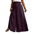 thumbnail image 2 of Plus Size Palazzo Pants Women Flowy Curvy Pants Drawstring Wide Leg Pants Summer Beach Travel Trousers Purple 3XL, 2 of 4