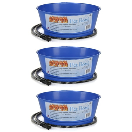 Farm Innovators 1.5 Gallon Electric Heated Pet Water Bowl, Blue (3 Pack)