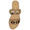 thumbnail image 2 of Soda Shoes Women's Sandals Double Strap Flip Flops Slides Large Gold Studded CETUS-S Camel Tan Brown 7.5, 2 of 2
