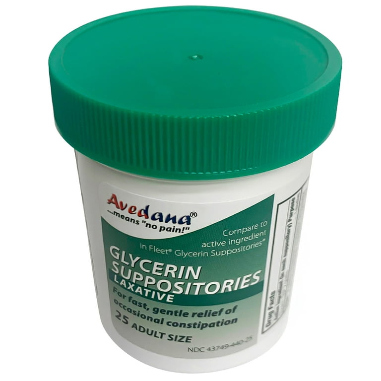 Avedana Glycerin Suppositories 100ct Adult Size Laxative Suppositories for Men and Women Fast and Gentle Relief Suppositories for Constipation