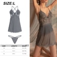 thumbnail image 2 of Ropa interior de mujer con cuello en V, ropa de dormir de satén, encaje, bata de pijama con cinturón, ropa de dormir, 2 of 6