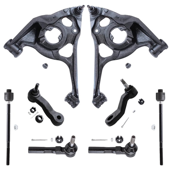 Detroit Axle - RWD Front End Kit for 2003-2005 Chevy GMC Express Savana 2500, 2 Lower Control Arms w/Ball Joints 4 Inner & Outer Tie Rods Idler & Pitman Arms