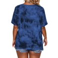 thumbnail image 4 of Women Summer Casual Tops, Plus Size V Neck Tie Dye T Shirts with Lace Up Front Design, 4 of 7