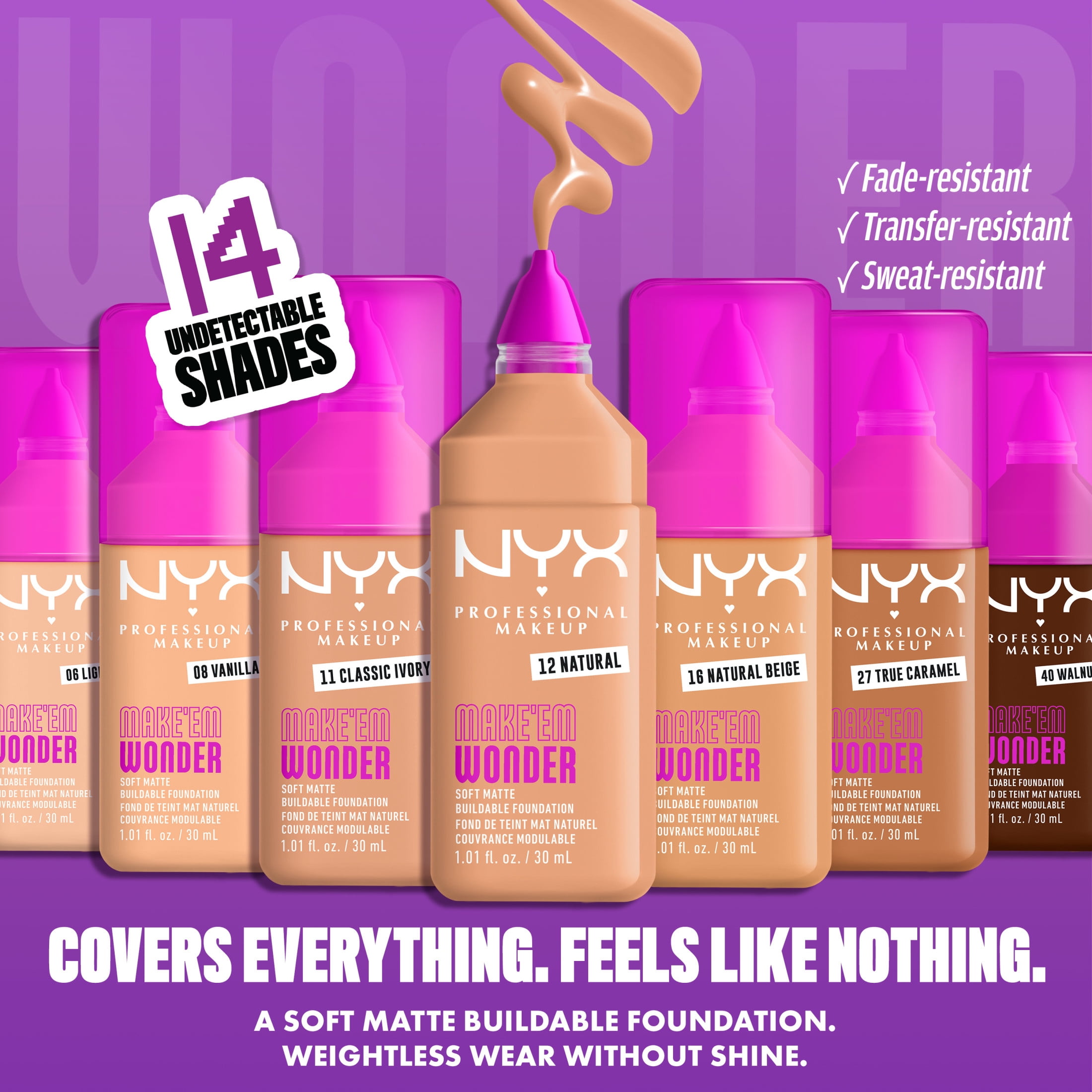 NYX Professional Makeup Make Em Wonder Foundation, Shade: Natural Beige Natural Beige 30 MLT