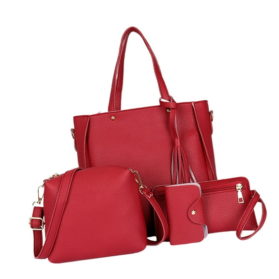 Sophisticated 4Pcs Women's Bag with PU Leather Crossbody Purse and Shoulder Bags Casual Card Holder Handbag