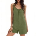 thumbnail image 2 of Summer Rompers for Women 1 Piece Belt Spaghetti Strap Ruched Sleeveless Shorts Loose Comfy Jumpsuit Outfits, 2 of 6