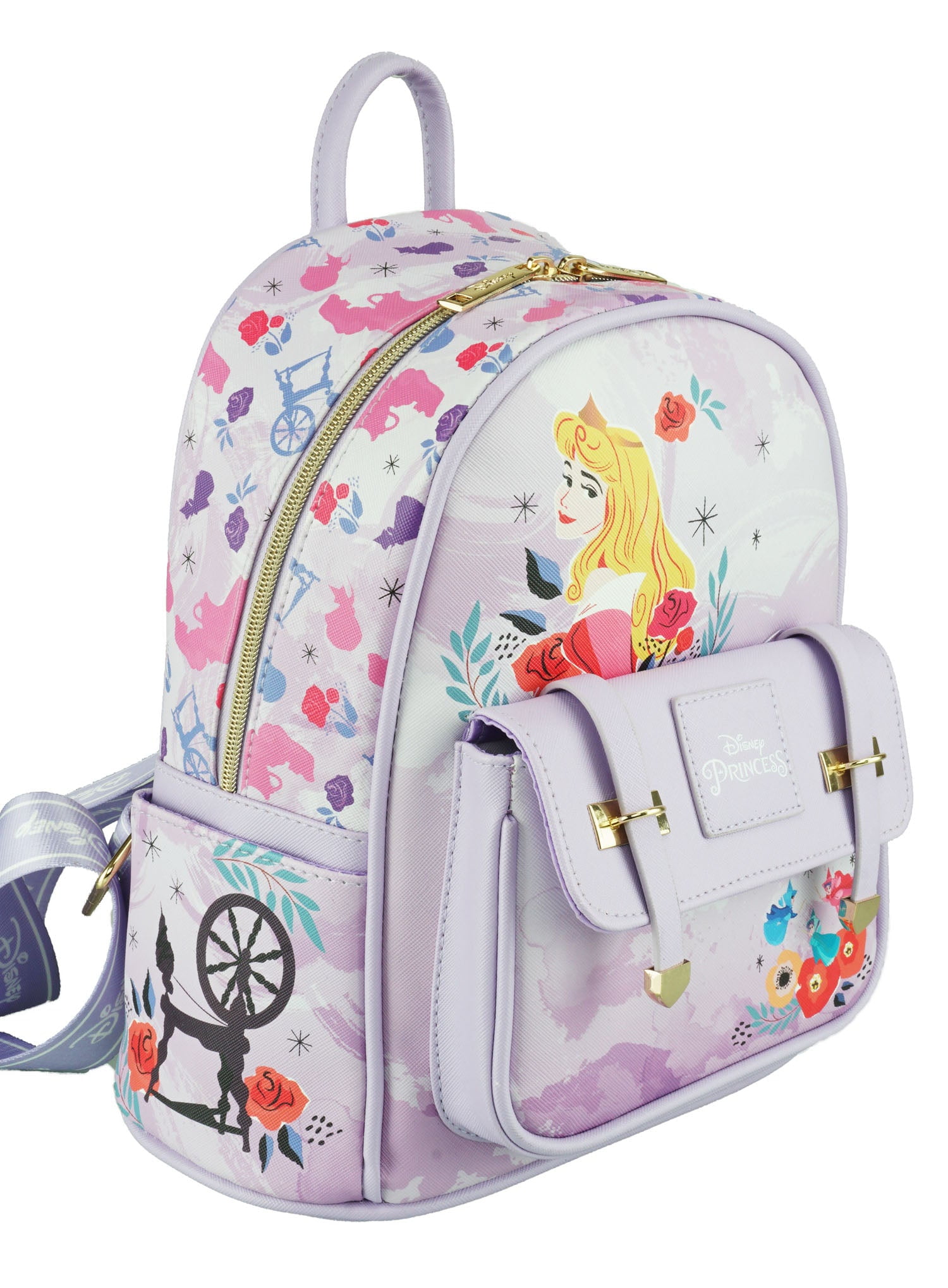 Loungefly Disney Sleeping Beauty Aurora Pink Sequin Mini Backpack and wallet