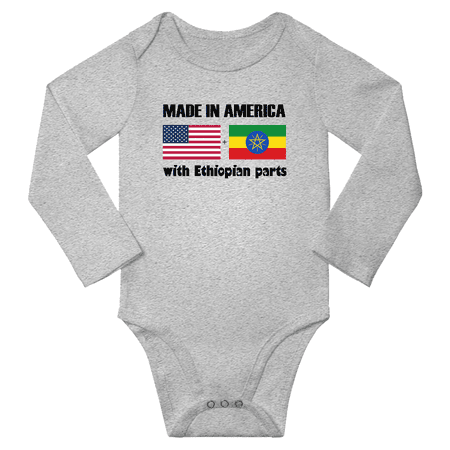 

Made in America With Ethiopian Parts Baby Long Sleeve Bodysuit (Gray 24 Months)
