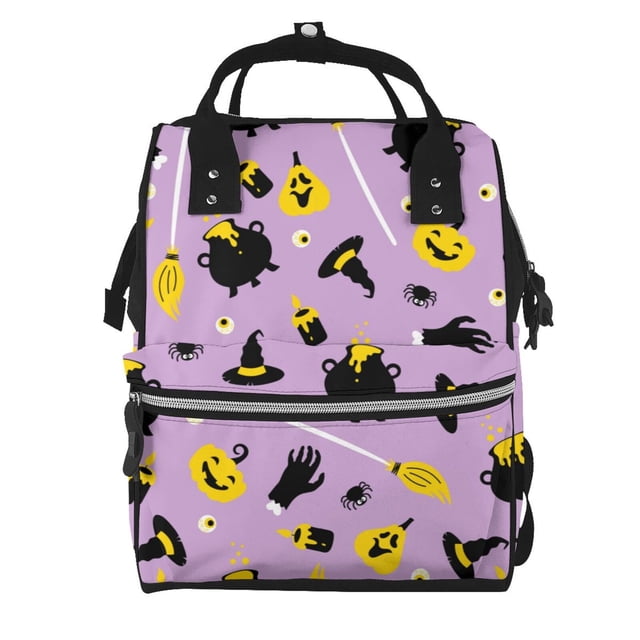 Fotbe Cute Halloween Mochila Maternidad - Lona de Sarga Impermeable, Mochila de Pañales de Gran Capacidad con Múltiples Bolsillos y Correas Ajustables