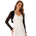 thumbnail image 1 of Sheer Mesh Shrug para cárdigan de bolero recortado con parte delantera abierta con volantes para mujer Negro XS, 1 of 6