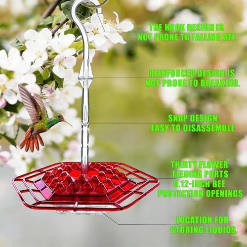 Hummingbird Feeder for Outdoors Hanging,Easy to Clean and Refill,Ant Proof No Leak,with 30 Feeding Ports Saucer Humming Bird Feeder Hummingbird feeders for Window (Purple 1)