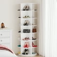thumbnail image 5 of SpaceAid Rotating Shoe Rack Tower 7 Tier, Display Lazy Susan, White, 23.2"D x 23.2"W x 63"H, 5 of 6