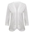 thumbnail image 3 of Winter Polyester Long Sleeve Cardigan for Women White Leisure Solid Color Wide Neck Split Sleeves Weekend Women's Nine Quarter Casual Jacket Top M, 3 of 6