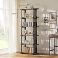 thumbnail image 2 of Bingirl 71 - Inches 6 - Tier Industrial Wooden Bookshelf: Large Open Bookcase with Metal Frame, Freestanding Storage Rack for Bedroom, Living Room, or Office - Rustic Brown + Black, 2 of 6