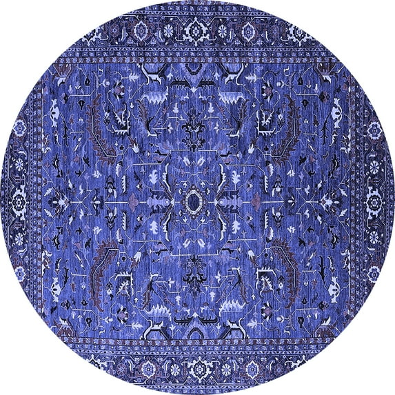 Ahgly Company Indoor Round Oriental Blue Traditional Area Rugs, 4' Round