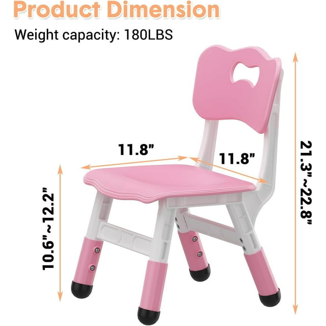 QinaQin Chaises pour Enfants (Lot de 2), Hauteur Réglable à 3 Niveaux, Rose