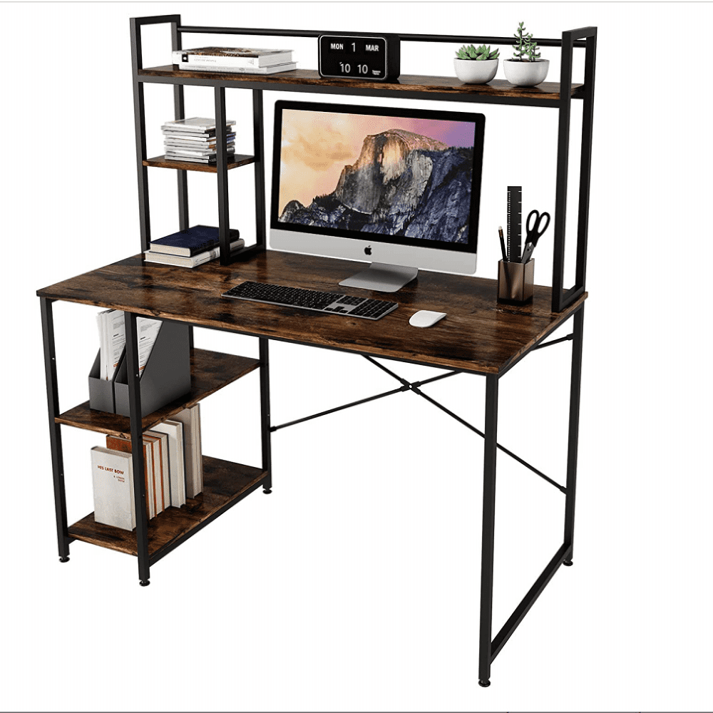 Bestier 47 Inch Computer Desk with Hutch and Shelves Adjustable