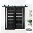 thumbnail image 3 of Sliding Closet Barn Bypass Doors Quadro 4088 Matte Black with Frosted Glass | Sturdy 6.6ft Rails Hardware Set | Wood Solid Bedroom Wardrobe Doors, 3 of 6
