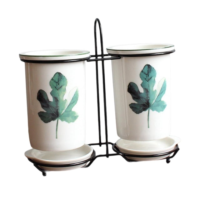 GUOOL Chopsticks Cage Porcelain Flatware Storage Drainer Kitchen Chopsticks Holder Maple leaf