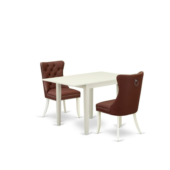 East West Furniture 3 Piece Dinette Set Consists of a Rectangle Dining Table with Dropleaf