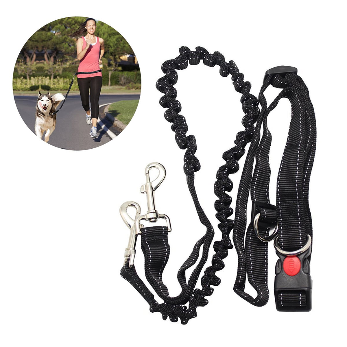 Adjustable Waist Belt Perfect for Jogging Hiking Walking iplusmile Hands Free Running Dog Lead Dog Lead Leash Bungee Harness for Running Pet