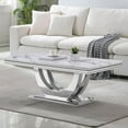 thumbnail image 2 of Living Room Coffee Table Set of 3, Modern Marble Coffee Table, End Side Table and Console Table, 3-Piece Living Room Table Set with Stainless Steel Base for Living Room,Home Office, 2 of 8